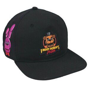 Five Nights At Freddys Hat Fazbear's Pizza Snapback Baseball Cap Black AOP Youth
